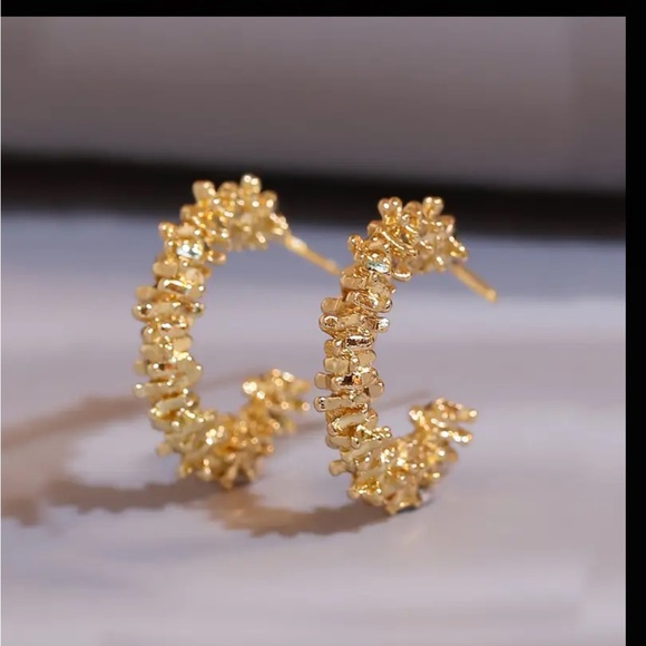 C-Shaped Hoop Earrings - Picture 1 of 6